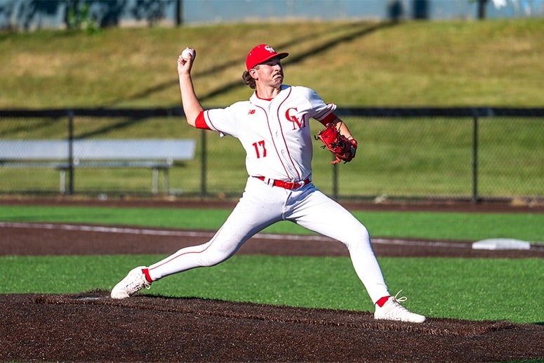 Jacoby Hogencamp hurled a complete-game three-hitter for Catholic Memorial in the semis. (Patrick Donnelly/NEBJ)