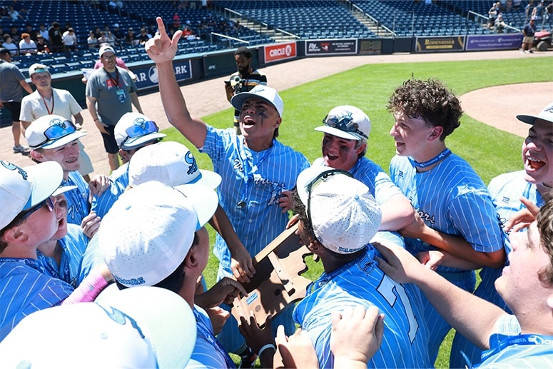 Seekonk celebrates winning the 2026 MIAA Division 4 title. (Kyle Prudhomme/NEBJ)